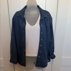 7 for all Mankind oversized denim shirt jacket, size Small.